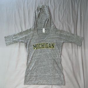 Michigan Grey Hooded Top